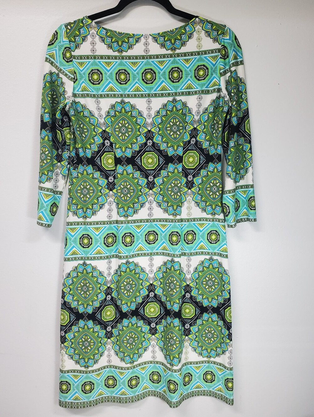 Office Siren Business Casual London Times Medallion Print Stretch Sheath Dress 4 - Picture 2 of 4
